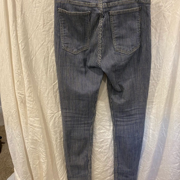 American Apparel blue&white striped high waist skinny jeans - Picture 3 of 5